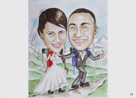 karykatura ślubna w górach