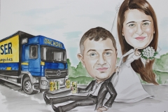 Karykatura ślubna dla kierowcy tira