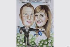 Karykatura na ślub w ogrodzie