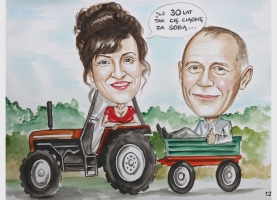 karykatura na traktorze