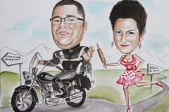 karykatura dla motocyklisty na rocznicę