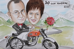 karykatura na motorze