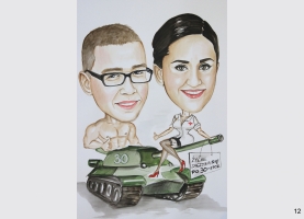 karykatura urodzinowa na czołgu