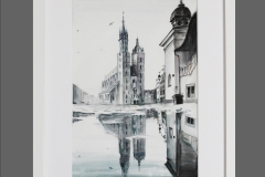 akwarela- kościół Mariacki w Krakowie