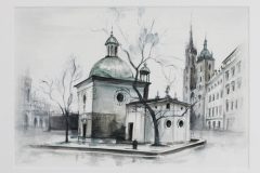 akwarela- kościół św. Wojciecha w Krakowie