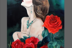 portret kobiety z różami