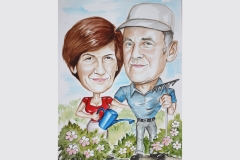 karykatura w ogrodzie
